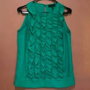The Limited green sleeveless ruffle top Sz S